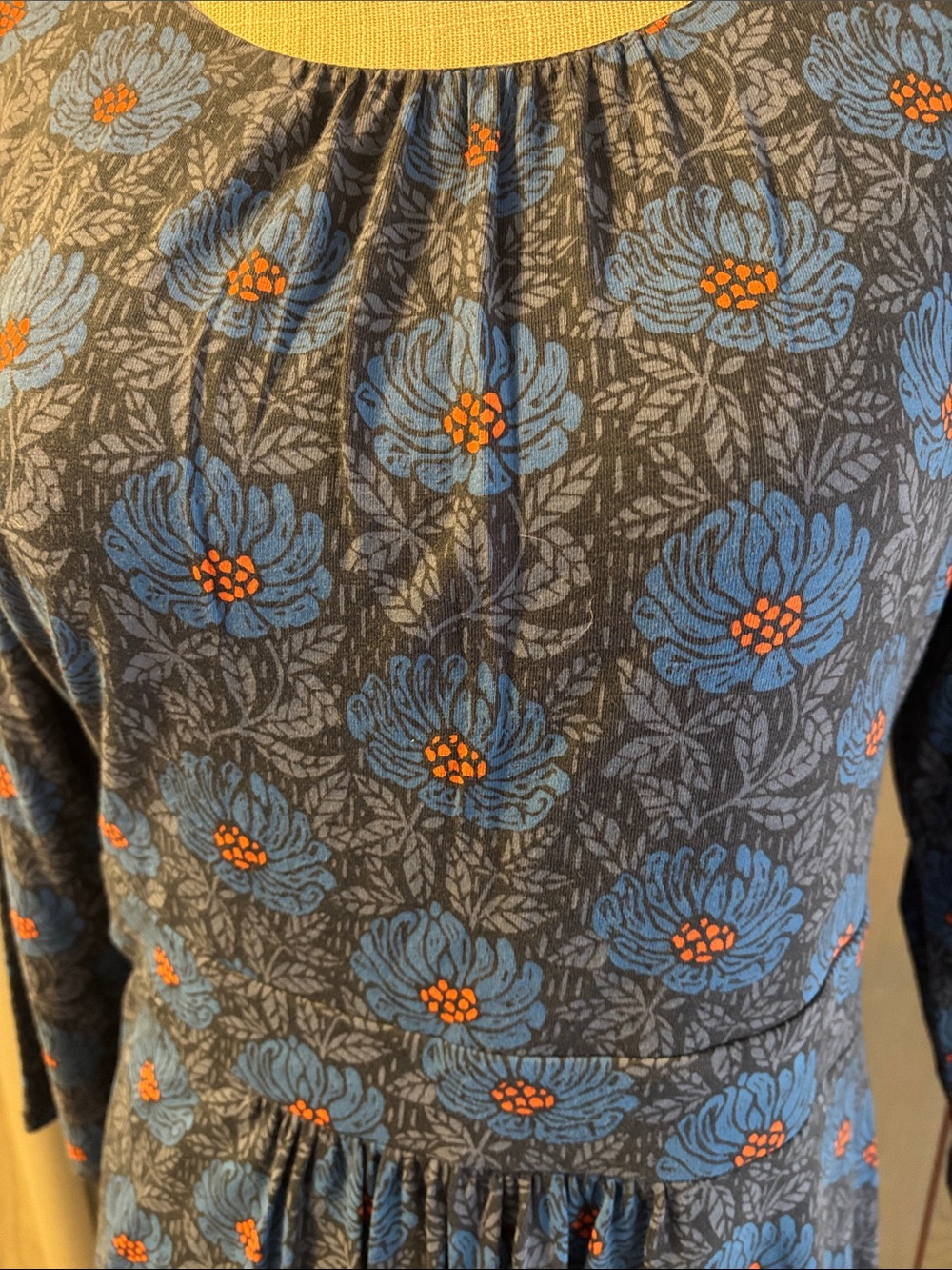 NWT Seasalt Cornwall Kestrel Bamboo Dress Blue Floral Knit Long Sleeve Fall - Picture 2 of 10